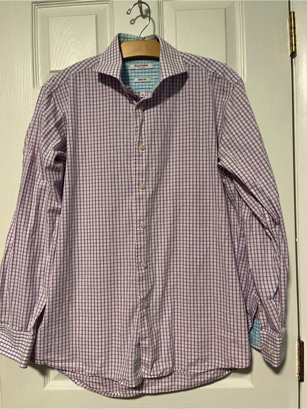 Isaac Mizrahi Lavender Check Dress Shirt